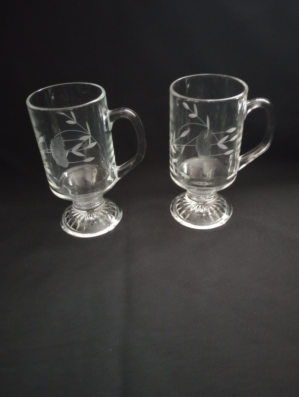 Princess House Heritage Pattern Crystal Etched Irish Coffee Mugs (Set of 2)